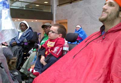 ADAPT protesters inside the the Federal Cannon Building, Washington DC (photo ADAPT)