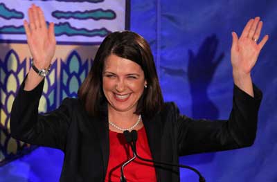 Wildrose leader Danielle Smith, shuttering Alberta's Human Rights Commission was on the election platform (photo credit CTV)