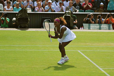 Serena Williams on the court at Wimbledon 2012 (photo by Peter Edgeler)