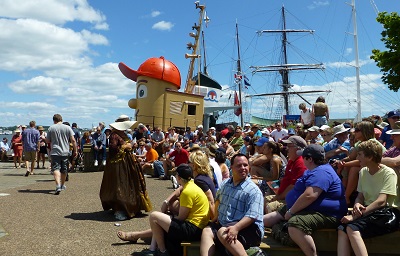 Capacity crowd plus Theodore Too attend Lennie Gallant concert at Summit Plaza during the Halifax Tall Ships Festival 2012 (photo Stephen Pate)