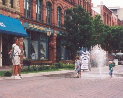 Victoria Row fountain normally has water for the children to play (photo Bob Adair from PEI Government website)