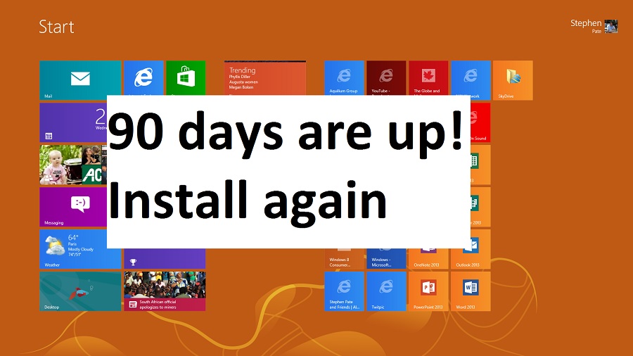 Windows 8 RTM free license expires in 90 days