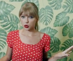 Taylor Swift costume change in “We Are Never Ever Getting Back Together”