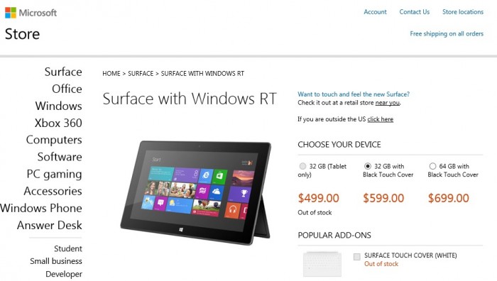 Microsoft stops selling $499 Surface RT