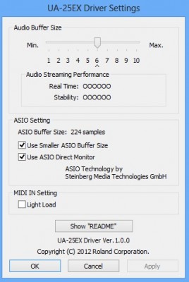 Roland UA-25 EX driver settings