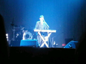 Leonard Cohen on keyboard in Halifax from 4th row center (Blackberry photo)