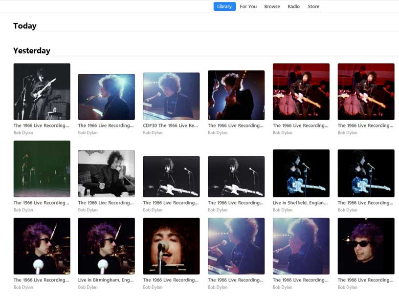 Personalized artwork for Bob Dylan The 1966 Live Recordings ripped to iTunes 